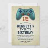 Vintages Videospiel Geburtstag Einladung (Vorderseite)