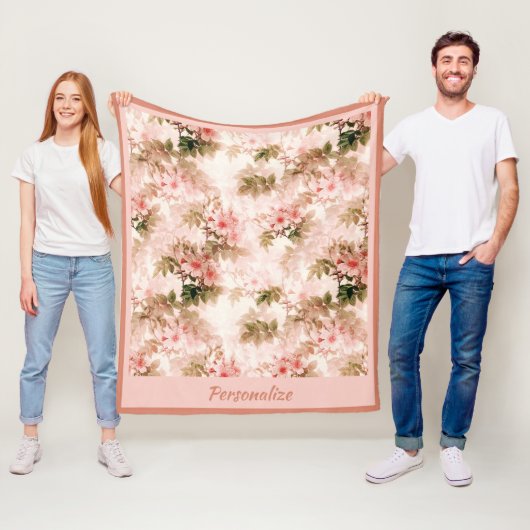 Vintages Viktorianisch rosa Blumenmuster Elegantes Fleecedecke (Beispiel)