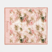 Vintages Viktorianisch rosa Blumenmuster Elegantes Fleecedecke (Vorderseite (Horizontal))