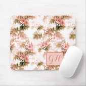 Vintages Viktorianisch rosa Blumenmuster Elegantes Mousepad (Mit Mouse)