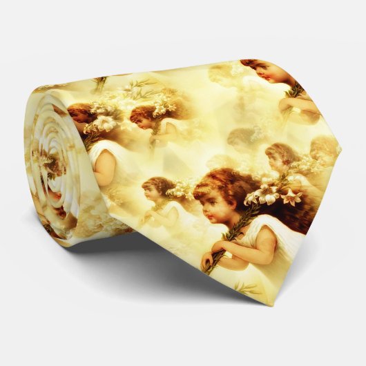 Vintages Viktorianisches Angelngel-Muster Krawatte (Gerollt)