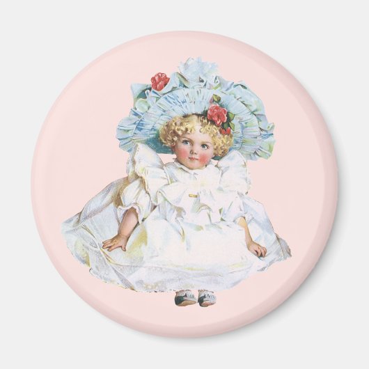 Vintages Viktorianisches Baby Girl Doll, Osteranzu Magnet (Vorne)