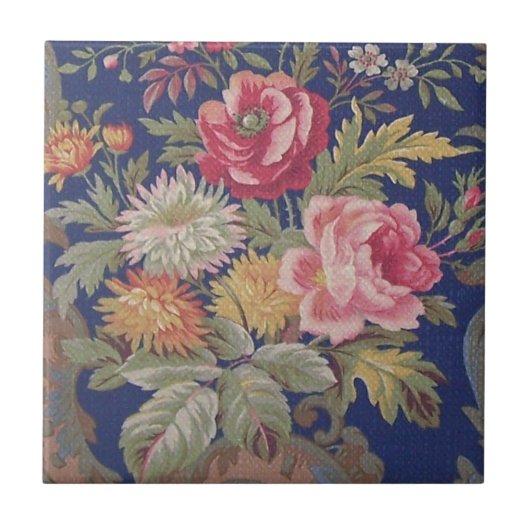 Vintages Viktorianisches Blumenchintz Fliese (Vorderseite)