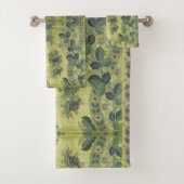Vintages Viktorianisches botanisches Grün Badhandtuch Set (Insitu)