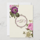 Vintages Viktorianisches botanisches Rosa und Pfla Einladung (Rückseite)