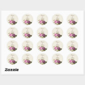 Vintages Viktorianisches botanisches Rosa und Plum Runder Aufkleber (Blatt)