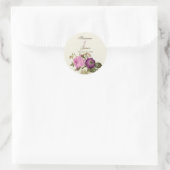 Vintages Viktorianisches botanisches Rosa und Plum Runder Aufkleber (Tasche)