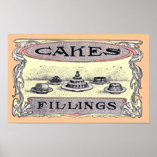 Vintages Viktorianisches Cake-Werbeplakat Poster