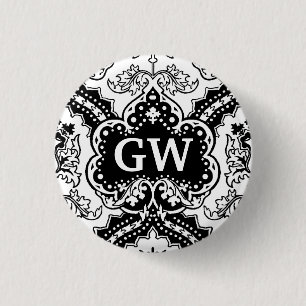Vintages viktorianisches Damast-Monogramm Button
