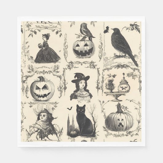 Vintages Viktorianisches Era Halloween Serviette (Vorderseite)