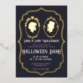 Vintages Viktorianisches Frame Skull-Halloween-Par Folieneinladung (Vorderseite)