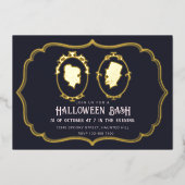 Vintages Viktorianisches Frame Skull-Halloween-Par Folieneinladung (Vorderseite)