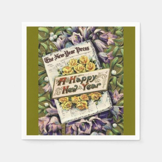 Vintages Viktorianisches Glück Neujahrspapier Napk Serviette (Vorderseite)