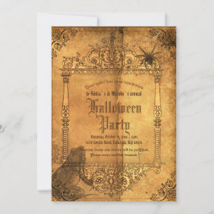 Vintages Viktorianisches Gothic HexenHalloween-Par Einladung