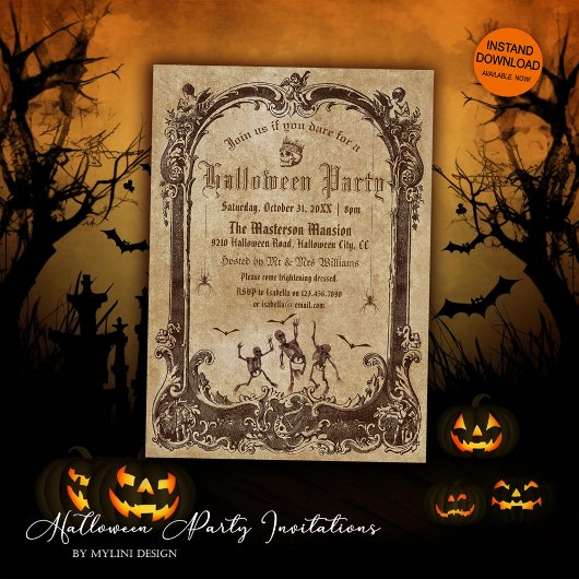Vintages Viktorianisches gotisches Halloween Einladung