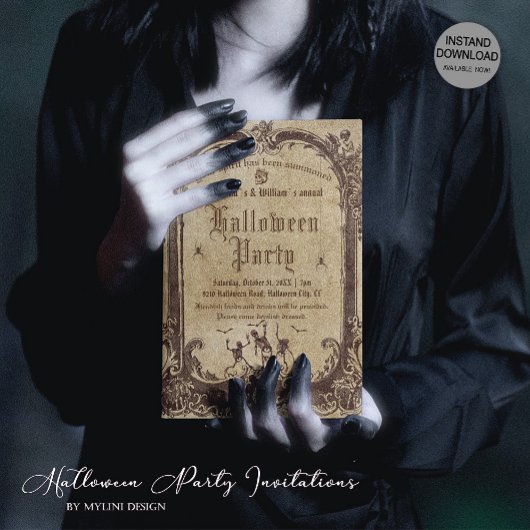 Vintages Viktorianisches gotisches Halloween Einladung