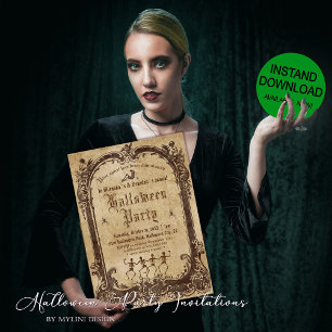 Vintages Viktorianisches gotisches Halloween-Party Einladung