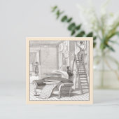 Vintages Viktorianisches Haus Einladung (Stehend Vorderseite)