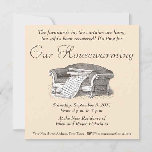 Vintages Viktorianisches Haus Einladung (Rückseite)