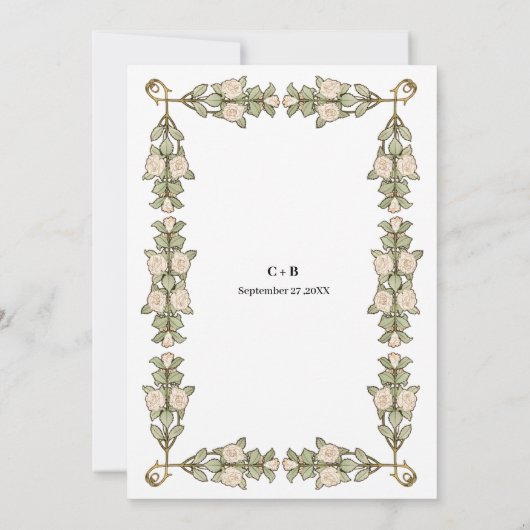 Vintages Viktorianisches Hochzeitsessen Probe Einladung (Rückseite)