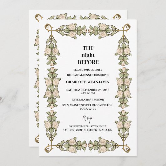 Vintages Viktorianisches Hochzeitsessen Probe Einladung (Vorne/Hinten)