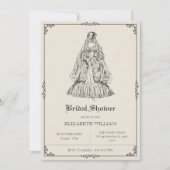 Vintages viktorianisches Hochzeitskleid Brautparty Einladung (Vorderseite)