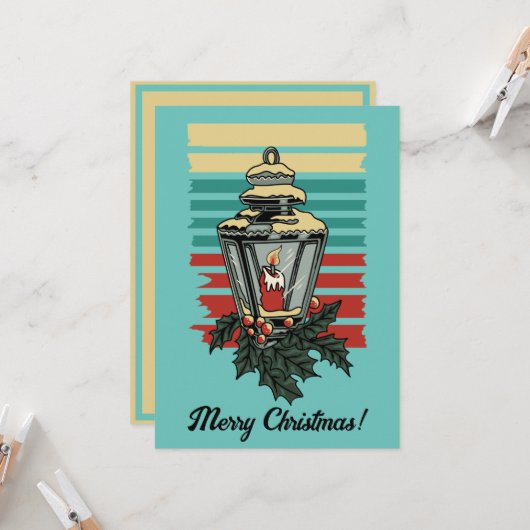 Vintages Viktorianisches, hölzernes Straßenlampe Karte (Vorderseite/Rückseite Beispiel)