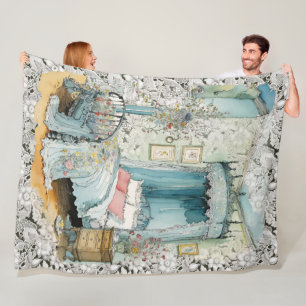 Vintages Viktorianisches Kanopy Bed on a Lace Back Fleecedecke
