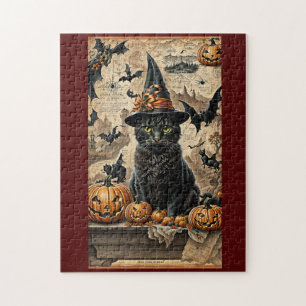 Vintages Viktorianisches Katzen Halloween Puzzle