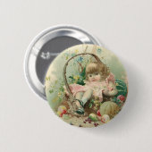 Vintages Viktorianisches Kind, Frühlingskorb für M Button (Vorne & Hinten)