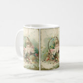 Vintages Viktorianisches Kind, Frühlingskorb für M Kaffeetasse (Vorderseite Links)