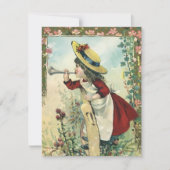 Vintages Viktorianisches Kind, Girl Bugle Geburtst Einladung (Vorderseite)