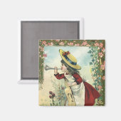 Vintages Viktorianisches Kind, Mädchenblasen auf d Magnet (Vorderseite/Rückseite)