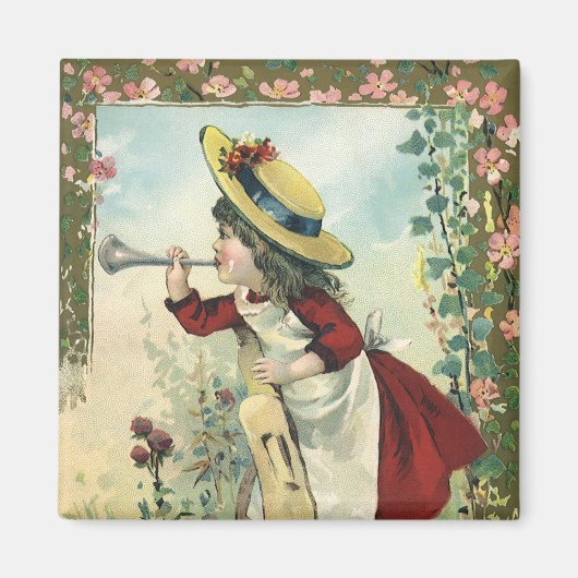 Vintages Viktorianisches Kind, Mädchenblasen auf d Magnet (Vorne)