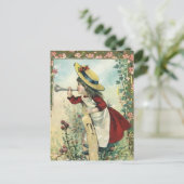 Vintages Viktorianisches Kind, Mädchenblasen auf d Postkarte (Stehend Vorderseite)