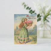 Vintages Viktorianisches Kleeblatt März Happy Birt Postkarte (Stehend Vorderseite)