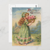 Vintages Viktorianisches Kleeblatt März Happy Birt Postkarte (Vorne/Hinten)