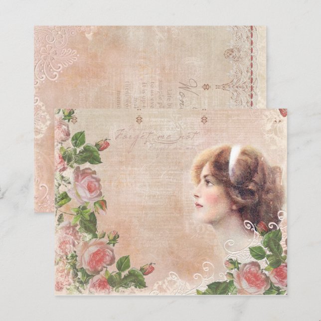 Vintages Viktorianisches Lady Decoupage Scrapbook (Vorne/Hinten)