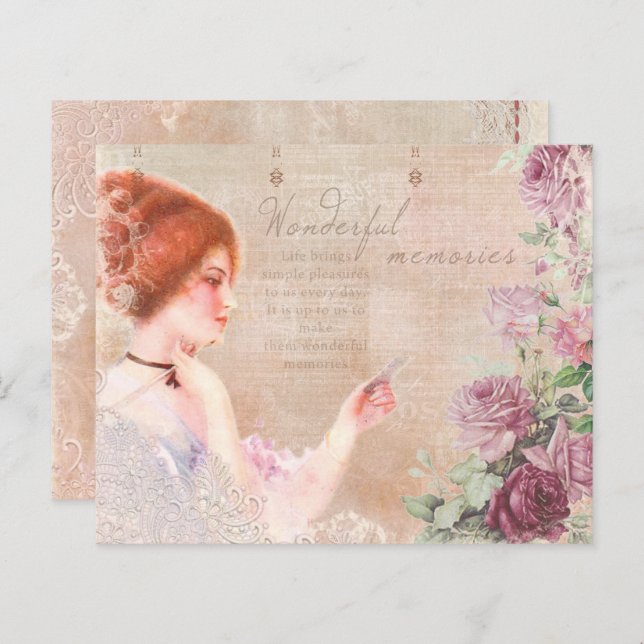 Vintages Viktorianisches Lady Decoupage Scrapbook (Vorne/Hinten)