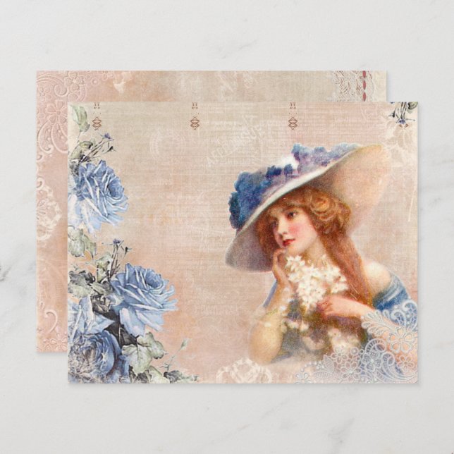 Vintages Viktorianisches Lady Decoupage Scrapbook (Vorne/Hinten)