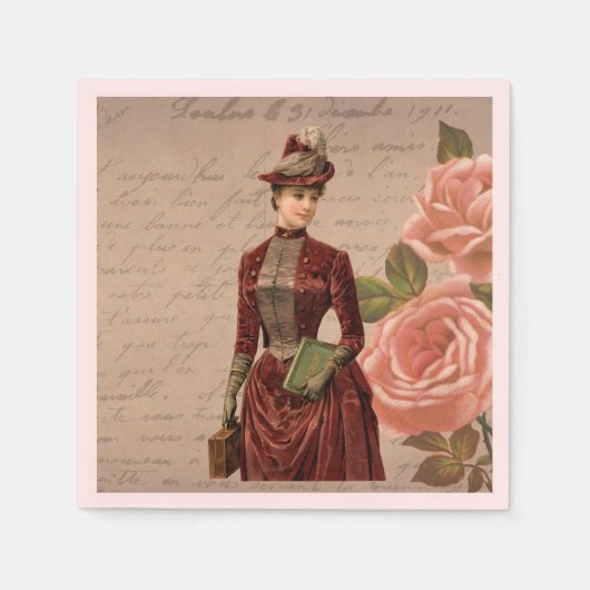Vintages Viktorianisches Lady Paper Napkin Serviette (Vorderseite)