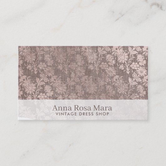 *~* Vintages viktorianisches Leinenblumengrau Visitenkarte (Vorderseite)