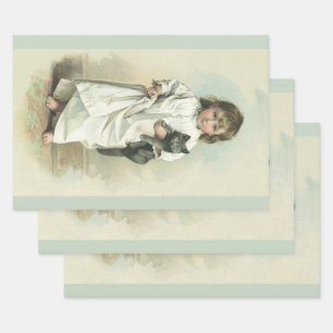 Vintages Viktorianisches Mädchen in einem Nachthem Geschenkpapier Set