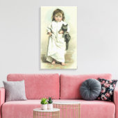 Vintages Viktorianisches Mädchen in einem Nachthem Leinwanddruck (Insitu (Wohnzimmer))