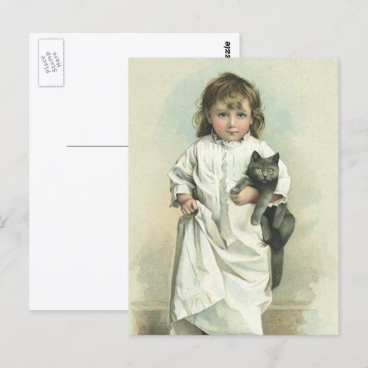 Vintages Viktorianisches Mädchen in einem Nachthem Postkarte (Vorne/Hinten)