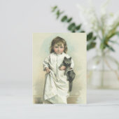 Vintages Viktorianisches Mädchen in einem Nachthem Postkarte (Stehend Vorderseite)