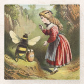 Vintages Viktorianisches Mädchen spricht mit Humme Glasuntersetzer (Vorderseite)