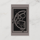 Vintages Viktorianisches Monogramm EleganLetter G Visitenkarte (Rückseite)