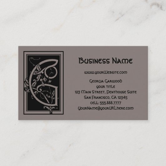 Vintages Viktorianisches Monogramm EleganLetter G Visitenkarte (Vorderseite)