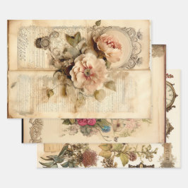 Vintages Viktorianisches Muster Geschenkpapier Set